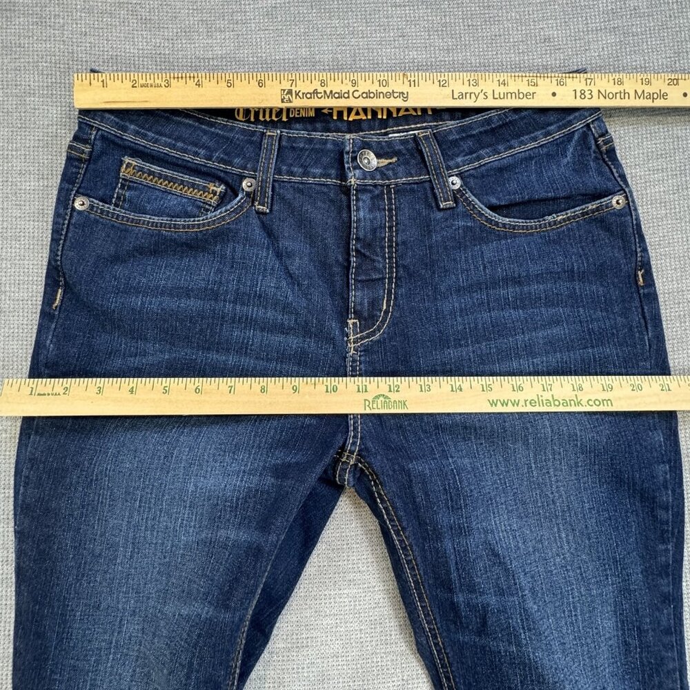Cruel Womens Size 32/13 S Blue Denim Hannah Flared Leg Jeans Frayed Split Hem - Picture 9 of 13